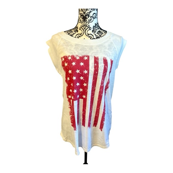 ALLEN ALLEN American Flag T-shirt & Peach Tank Top with Pockets - Picture 8 of 14